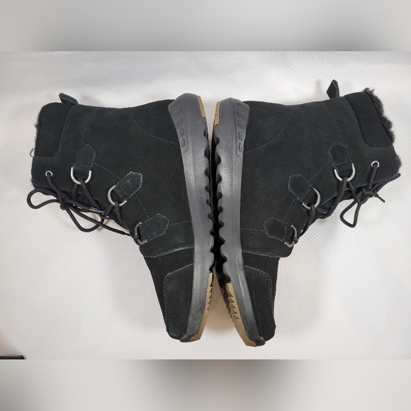 Bearpaw Tyra Womens 11 Lace-Up Boots Black Suede With Shearling Lining - Picture 3 of 10